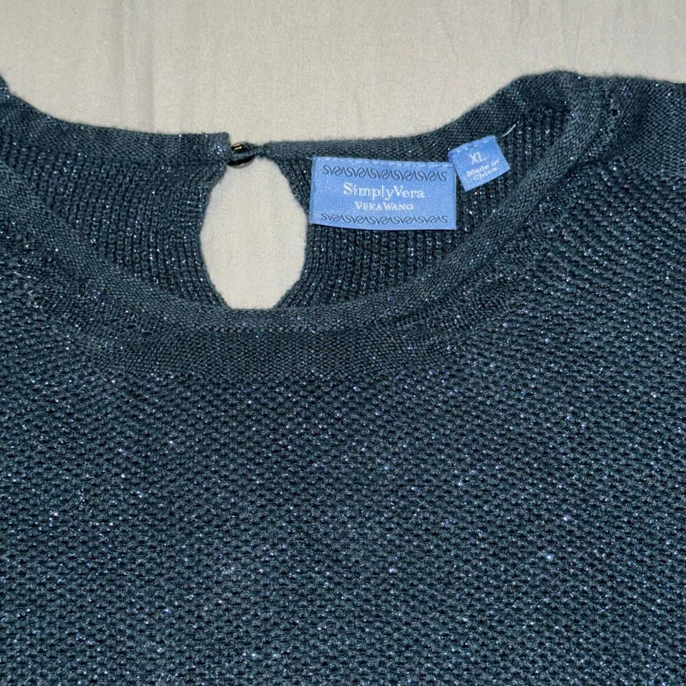 Simply Vera Wang‎ Glitter Crewneck Sweater Women's Size XL Teal Blue Gently Used - Picture 3 of 7